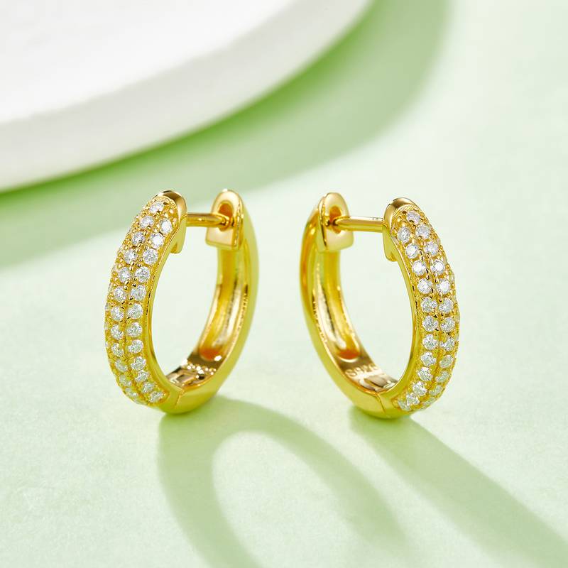 三排对半耳环S925银Moissanite厘石D级0.37ct